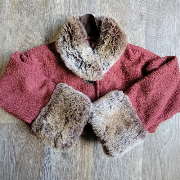 Tasha Polizzi Red Wool Coat with Faux Fur - Picture 2 of 5